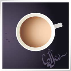 coffee cup with world map on background top view vector