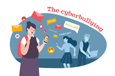 cyber bullying flat composition vector