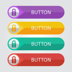 Flat buttons with lock icon vector