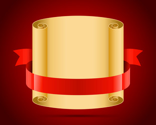 Unfolded scroll tied with red ribbon vector