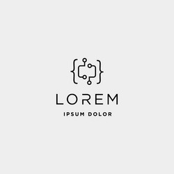 coding digital logo design template lineart vector