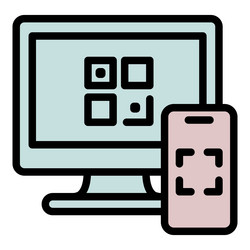 computer qr code icon outline mobile scan vector image