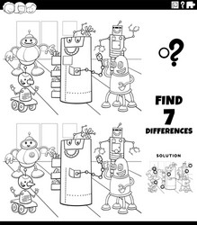 differences educational game with robots coloring vector