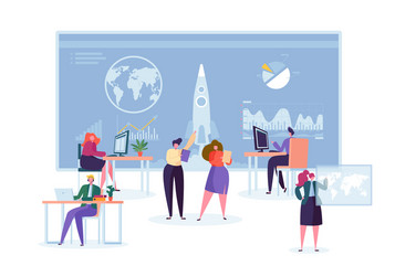 Rocket Launch Monitoring Control Center vector image