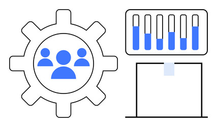 teamwork focus in data processing and analysis vector image