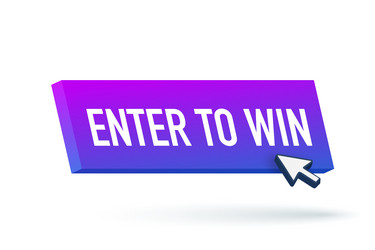 3d enter to win button for web background design vector image