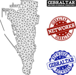 polygonal network mesh map of gibraltar vector image