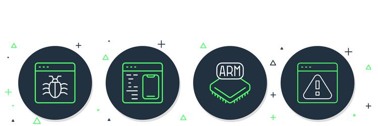 set line software processor system bug vector image