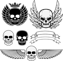 Skull with Wings - Dark Labels Vector Image