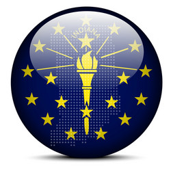 map with dot pattern on flag button of usa indiana vector image