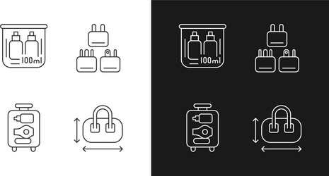 Portable travel essentials linear icons set vector