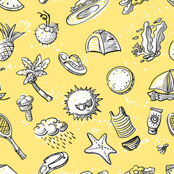summer objects seamless pattern vector image