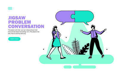team solving problem with jigsaw conversation vector image
