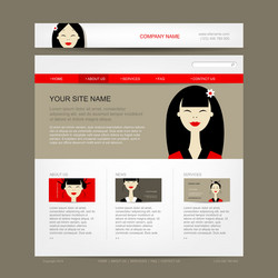 website design template with asian woman vector