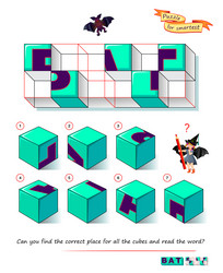 3D Puzzle Logic Game - IQ Test vector image