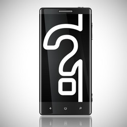 Black screened phone with a question mark vector