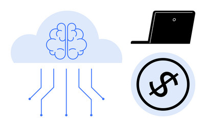 cloud-based ai innovation connected to digital vector image