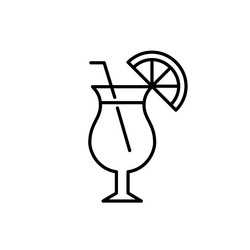 cocktail glass with straw and slice of lemon bar vector image