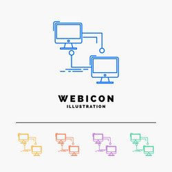 local lan connection sync computer 5 color line vector image