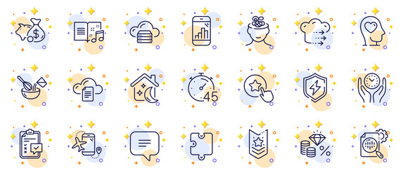 outline set of file storage cloud server vector image