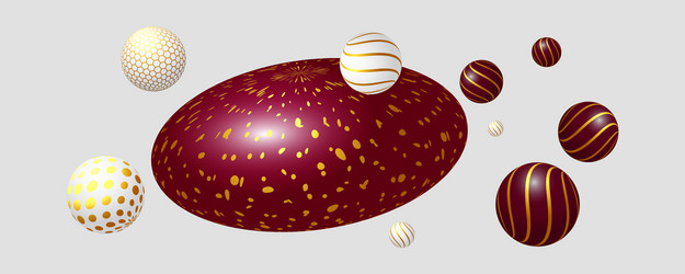 trendy banner with red and white 3d objects vector image
