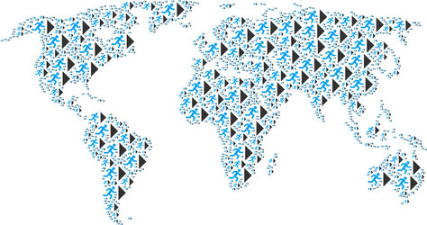 world map mosaic of exit direction icons vector image