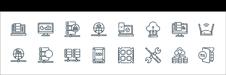 database and servers line icons linear set vector image