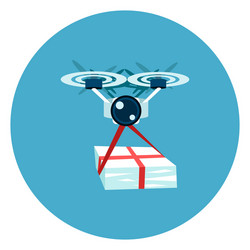 drone delivery icon web button on round blue vector image