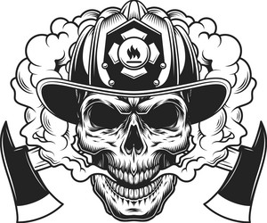 Firefighter Skull with Crossed Axes Vector Image