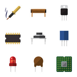 Flat icon electronics set of unit bobbin vector