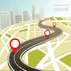 Navigation Map with Location Pins vector image