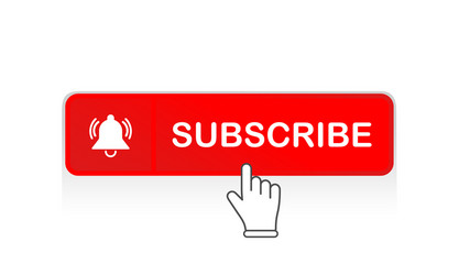 red subscribe button with mouse pointer vector