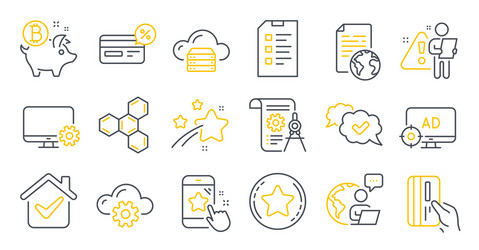 set technology icons such as bitcoin coin vector