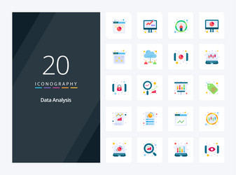 20 data analysis flat color icon for presentation vector image