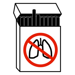 Black outline of open full pack cigarettes vector