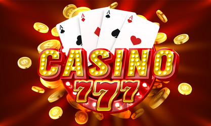 casino free spin 777 label frame golden banner vector