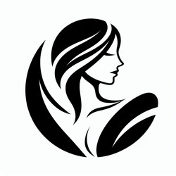 Female Profile Silhouette - Dark Tone Vector Image