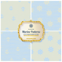set of seamless patterns in nautical style vector image