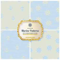 Set of seamless patterns in nautical style vector