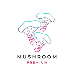 simple line art mushroom with light gradient color vector image