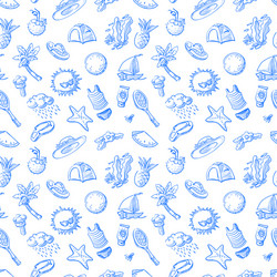summer objects seamless pattern vector image