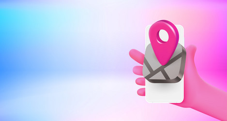 using navigation application on mobile phone 3d vector image