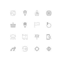 maps and navigation simple linear icons set vector image