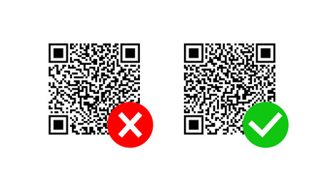 Qr code with check and cross icon of barcode vector