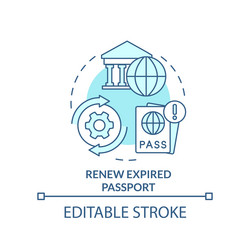 renew expired passport turquoise concept icon vector