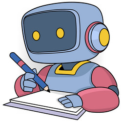 robot is writing and reading a book studying vector image