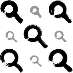 set of hand-painted monochrome magnifying glass vector