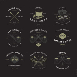 Smoking Pipes Logo Set - Retro Style Vector Image