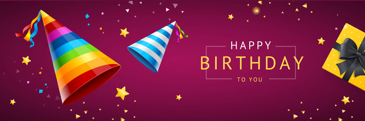 birthday concept banner horizontal with realistic vector