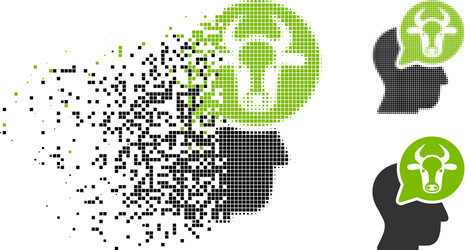dissolved pixelated halftone cattle thinking vector image